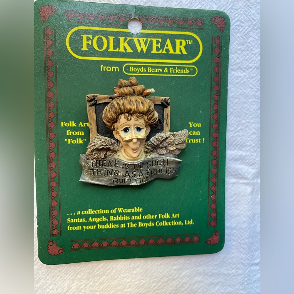 Boyd’s Teacher Pin Brooch Ms Patience Vintage Lapel Pin Folk Art Teacher’s Gift